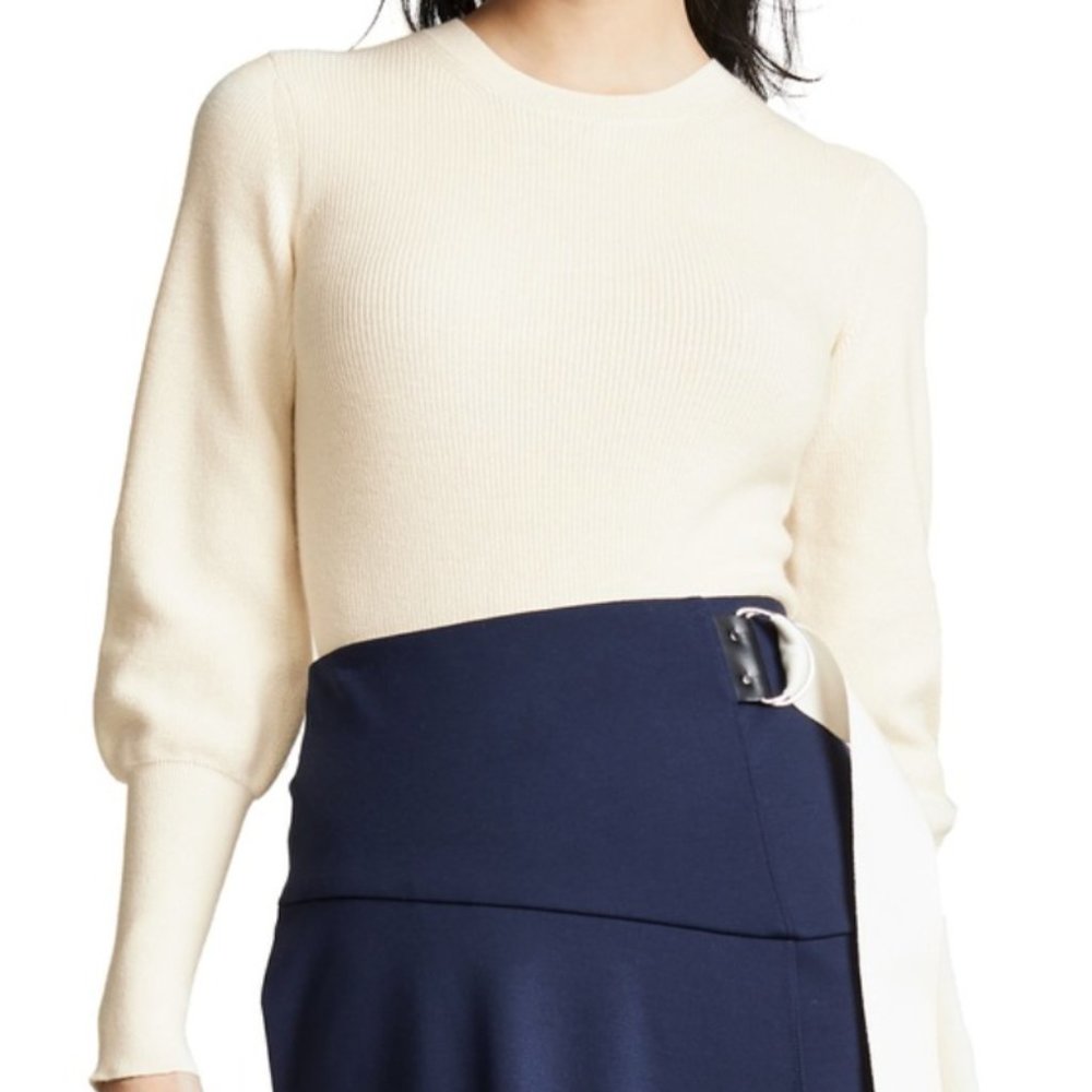 Theory Blouson Cashmere Sweater In Ivory Petite 00/0